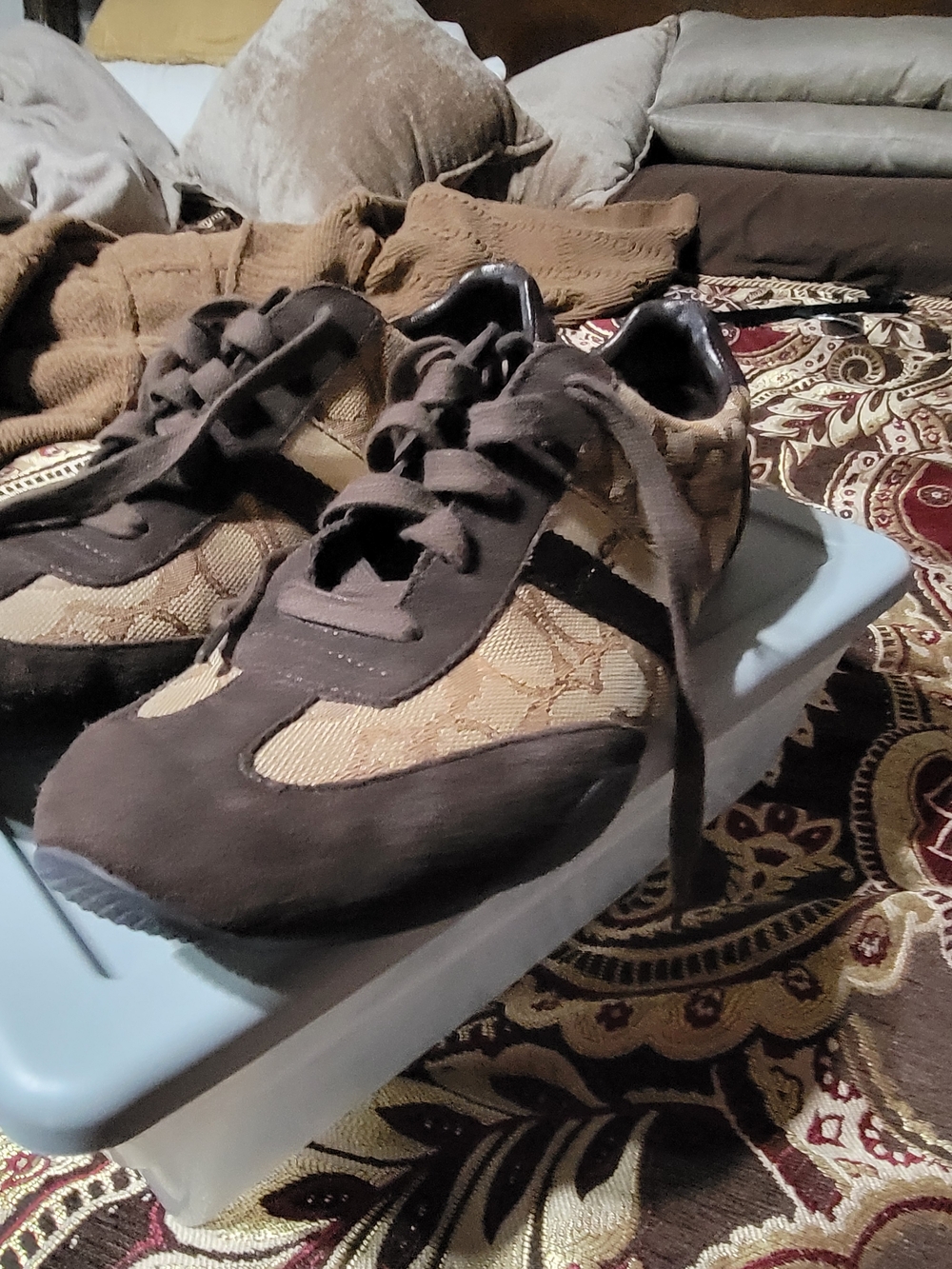 Coach Brown & Tan Signature Lace-Up Sneakers